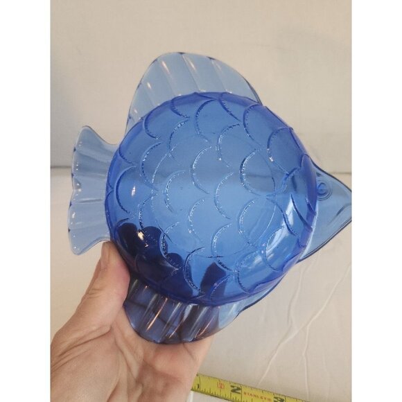 Hazel Atlas Cobalt Blue Angel Fish Glass Dish Bowl Trinket Candy Ashtray Art Dec - Picture 4 of 5